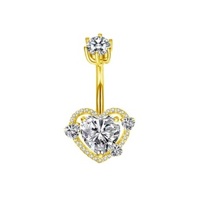 Anneaux de nombril pendulants 14G en acier inoxydable doré, bijoux de <span class=keywords><strong>piercing</strong></span> de nombril, papillon en zircon cubique, piercings corporels de mariage pour femmes - Product Image 3