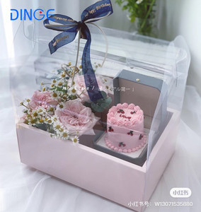 Luxury White Clear Tall Transparent Flower Cake <strong>Box</strong> Pvc Wedding Valentine's Day Mother's Day Birthday <strong>Party</strong> Gift <strong>Box</strong> with Handle - Product Image 4