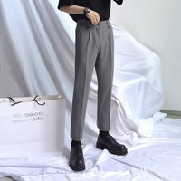 Pantalon habillé homme été léger style mature version coréenne coupe slim droite formel mi-épaisseur mélange coton tendance sans repassage ST.Meer