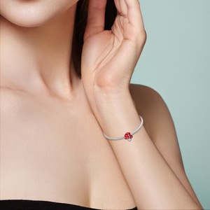 Abalorios de cobre plateado con circonitas y esmalte, con diseños de cactus, hongos y llamas, para pulseras DIY y regalos - Product Image 4