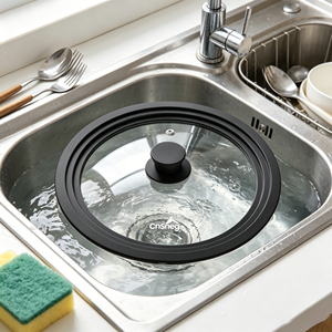 Couvercle universel en silicone multi-tailles 3-en-1 pour casseroles et poêles, compatible avec les ustensiles de cuisine de 10, 11 et 12 pouces, couvercle en verre trempé avec évent vapeur - Product Image 3