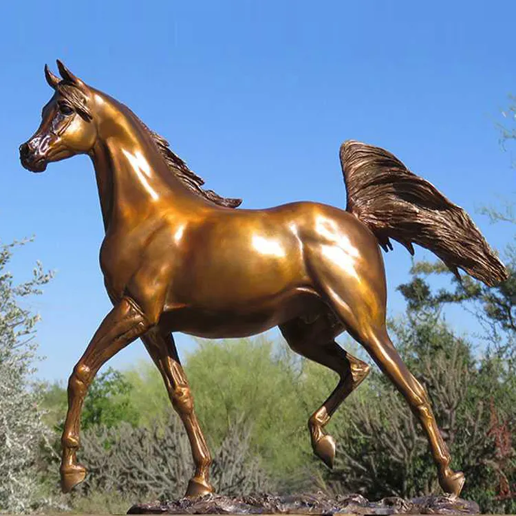 Outdoor garden decoration life size brass running horse sculpture