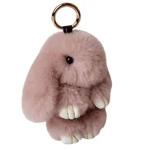 Fluffy Faux Fur Keychain Handbag Pom Pom Keyring Pendant bag for Women Girls rabbit