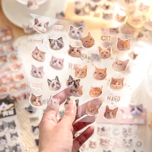 Série Animal Bonito Personalizado Gato Kawaii Criativo Notebook Diário Mão Conta Decoração Scrapbooking Material Adesivos