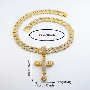 Hip Hop <b>Cross</b> Pendant European and American Personality Versatile Zinc <b>Cross</b> Necklace for <b>Men</b> - Product Image 3