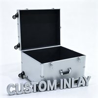 Valise de transport en aluminium argenté avec 4 roulettes pivotantes, roulettes à frein et poignée télescopique, valise vide à roulettes pour mousse personnalisée