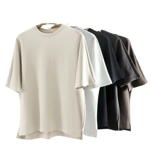 เสื้อยืดโอเวอร์ไซส์ทรงบ็อกซี่ คอโอ คอตตอน 100%  แบบริบ  สำหรับผู้ชาย  รับสกรีนลายตามสั่ง  สไตล์สตรีทแวร์ - Product Image 3