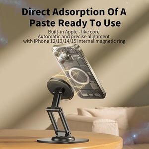 Magnetic <b>Phone</b> <b>Stand</b> 360 Degree Rotation Adjustable Desk <b>Holder</b> for Apple iPhone Metal Base Foldable Design - Product Image 3