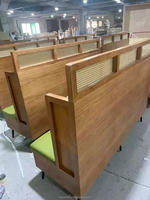 Banc de restaurant en bois et cuir pour café commercial, mobilier de restauration rapide, ensemble table et chaises en rotin pour café