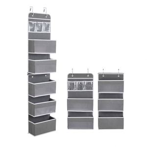 Sac de rangement suspendu à six couches en tissu non tissé avec fermeture éclair, pliable, pour vêtements, à fixer au mur ou à la porte, idéal pour dortoir - Product Image 1