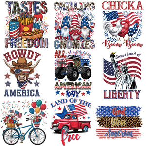 Patchs thermocollants DTF personnalisés <span class=keywords><strong>en</strong></span> gros avec logo, motif 4 <span class=keywords><strong>juillet</strong></span> patriotique, autocollant de camion et gnome, pour vêtements et cadeaux promotionnels - Product Image 1
