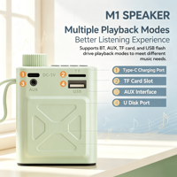 Haut-parleur portable d'extérieur M1 Mini sans fil avec subwoofer 5W, compatible V5.3, haute qualité sonore, prise en charge des cartes TF et AUX, boîtier rechargeable intégré