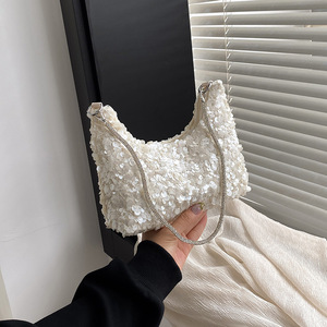 Nuevo Bolso de Hombro Único para Niñas, con Dos Correas, Impermeable, Estilo Ins, Brillante, con Lentejuelas y Pedrería, Elegante, Pequeño, para Llevar en la Mano - Product Image 1