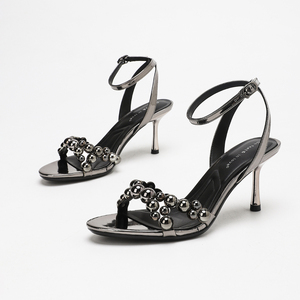 Sandali Harmony Angel con Tacco Alto Silenzioso, Strass Metallizzati a Specchio, Cinturino alla Caviglia, Eleganti Tacchi a Spillo con Punta Aperta per Donne - Product Image 4