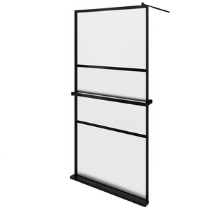 Mampara de Ducha Negra con Puerta Corredera de 45.3x76.8 Pulgadas, Vidrio ESG, Marco de Aluminio con Estante, Diseño Minimalista - Product Image 1