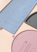 Nouveau Set de Table Montessori Ovale Demi-cercle Rectangulaire 2026 pour Tout-petits, Tapis en Silicone pour Enfants pour Table à Manger
