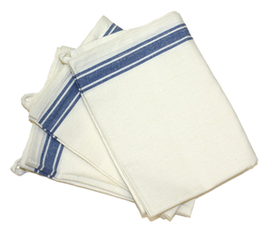 Serviettes de cuisine en coton rayées bleu crème, tissées, lavables en machine pour usage domestique - Product Image 1