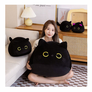 Bonito gato preto travesseiro de pelúcia brinquedos chaveiro macio Stuffed Animal Toy Plushie chaveiro saco pingente - Product Image 1