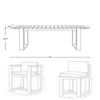 Ensemble de salle à manger d'extérieur 6 places, table et chaises en aluminium, mobilier de jardin moderne avec coussins imperméables