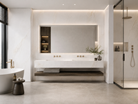 Dalles et carreaux en marbre blanc pour vanités de salle de bain, tables basses, consoles, buffets, lavabos et murs décoratifs