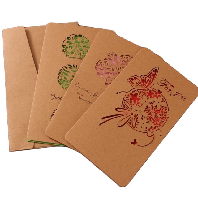 Cartoon Hollow Out Greeting Cards Creative Paper Cutting Merry Christmas Cards Folding Blessing Card Vintage Postcards