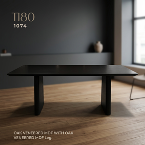 Table à manger rectangulaire moderne en chêne plaqué MDF noir pour 4 personnes, pour la maison - Product Image 3