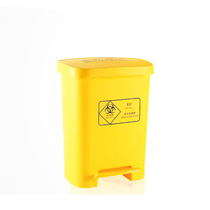 Yellow Foot Operated Plastic Medical Waste <b>Bin</b> 40L With Lid For Hospital Use <b>Square</b> Blow Molding - Product Image 3