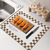 Tapis de séchage de vaisselle en caoutchouc à carreaux imprimé sur mesure, dessous de plat pour évier de cuisine, avec protection de table résistante à la chaleur pour table - Vente en gros