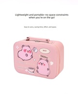 Organisateur de maquillage portable grande capacité en cuir PVC pour femmes, avec logo personnalisé, en toile et coton, fermeture éclair tendance, miroir mignon, 3 pièces