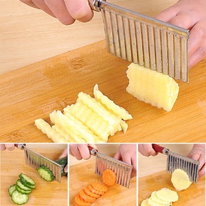 Coupe-légumes en acier inoxydable, lame ondulée, couteau à bandes de pommes de terre pour la découpe de frites, carottes, concombres, outil de cuisine - Product Image 1