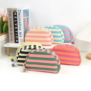 Bolsa <span class=keywords><strong>de</strong></span> <span class=keywords><strong>Maquillaje</strong></span> Portátil <span class=keywords><strong>de</strong></span> Lona a Rayas Coloridas RTS, Bolsa Organizadora con Cierre para Viaje - Product Image 2