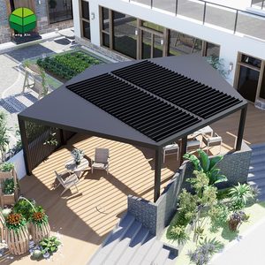 Pérgola de Aluminio de Alta Gama Utilizada para Mejorar <span class=keywords><strong>la</strong></span> Calidad de Patios y Jardines Residenciales, que Brinda Sombra Contra <span class=keywords><strong>la</strong></span> Lluvia y el Sol - Product Image 1