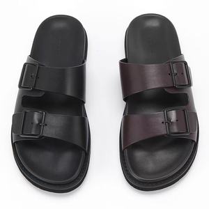 <span class=keywords><strong>Sandales</strong></span> à enfiler pour hommes en <span class=keywords><strong>cuir</strong></span> véritable respirant, doublées de peau de mouton, semelle EVA antidérapante pour la plage, les activités de plein air et l'été - Product Image 2