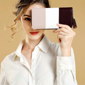 กระเป๋าสตางค์ RFID สำหรับผู้หญิง แบบพับสองตอน ใส่บัตรได้หลายใบ มีช่องซิป ใส่บัตรเครดิตสำหรับผู้หญิง - Product Image 6