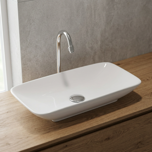 Lavabo en céramique et porcelaine rectangulaire à double trou pour comptoir, idéal pour la maison, la villa, la cuisine, le salon et la salle de bain - Product Image 5