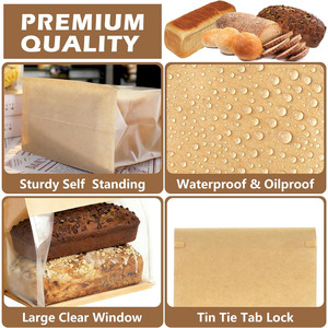 Sacs en papier kraft brun pour pain, avec fenêtre, pour pain fait <span class=keywords><strong>maison</strong></span>, vente en gros d'usine - Product Image 4
