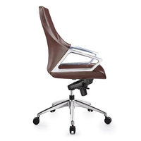 Chaise de bureau en cuir marron de luxe BIFMA avec roues à dossier moyen pour bureau à domicile salon hall hôpital atelier