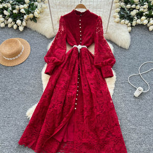 Abito in Chiffon Stile Impero Romantico <span class=keywords><strong>con</strong></span> <span class=keywords><strong>Perline</strong></span>, Allacciatura Frontale e Gonna Ampia, Vestito da Ballo Vintage Ricamato per Donne - Product Image 5