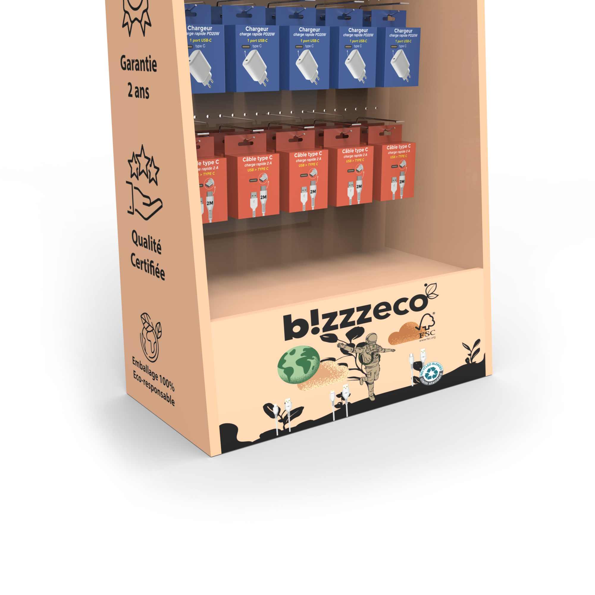 Customized Modern Wood Pegboard Display Stand with Durable Hooks for Cellphone Accessories Painted Finish — view 4