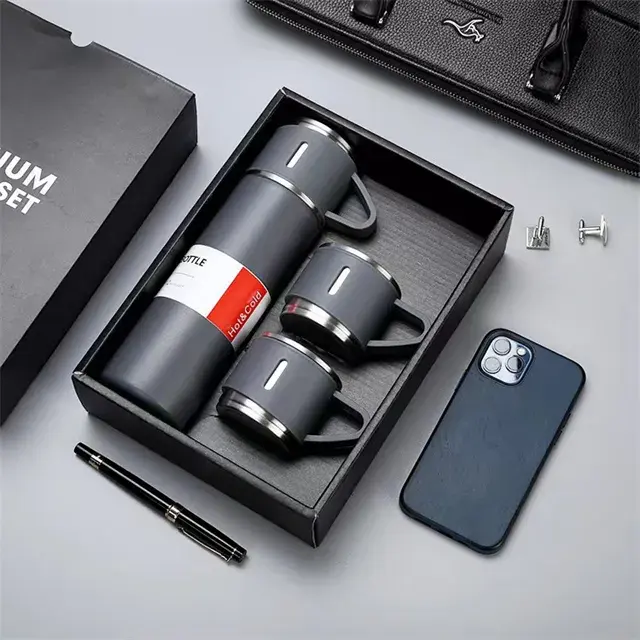 New 304 Double Stainless Steel Vacuum Flask Gift Set Thermos Bottle Insulated Travel Business Trip car Water Bottle For Men