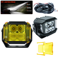 Amber Drl 4 pouces carré, projecteur combiné spot/flood 270 °   Lumière latérale extérieure pour 4x4 Jeep Offroad SUV Pare-chocs avant Poteau A