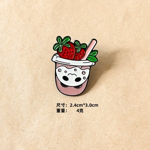 Tùy Chỉnh Trái Cây Phim Hoạt Hình Kim Loại Trâm Dễ Thương Nhật Bản Trà Sữa Cup Sáng Tạo Dâu Tây Nam Và Nữ Vài Huy Hiệu Ve Áo Pin Cho Món Quà - Product Image 6