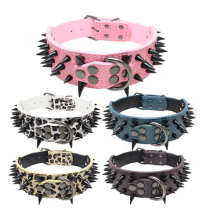 Collier de <span class=keywords><strong>chien</strong></span> à pointes solides en cuir PU, nouvelle décoration anti-morsure pour grands chiens - Product Image 6