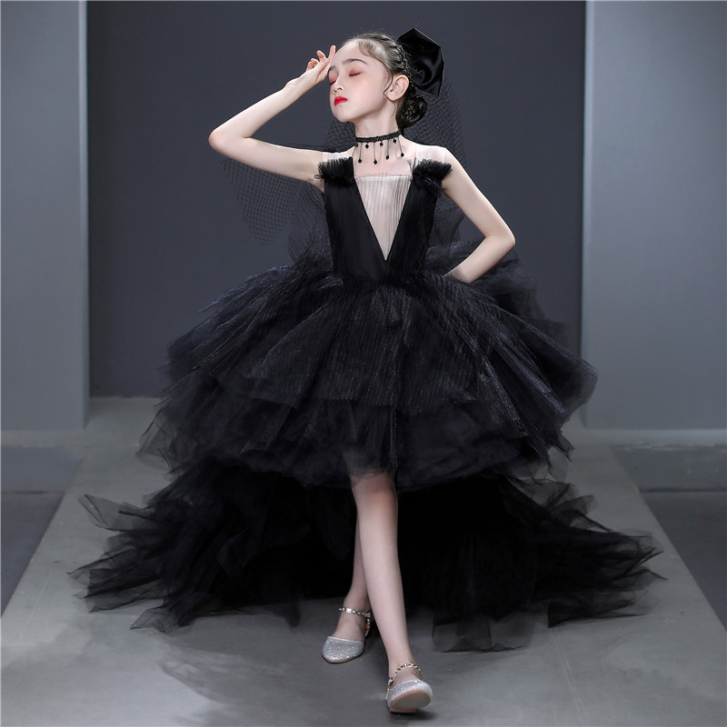 Black Dress Long Back Short Front - Elegant Women's Wear