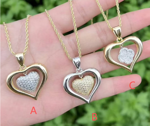 Collar con Colgante de Corazón Abierto Chapado en Oro de 18K, 3 Estilos, Cadena de Cuerda Trenzada con Dije de Corazón, Joyería de Moda para Mujer al por Mayor - Product Image 1