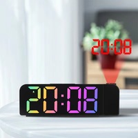 Réveil numérique à grand écran LED avec projection électronique transfrontalière, affichage à gros caractères, thermomètre 8013