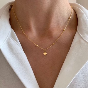 방수 14K 18K 금도금 패션 체인 펜던트 참 여성용 스테인리스 스틸 목걸이 - Product Image 1