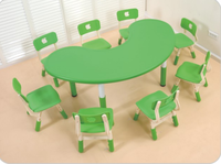 Ensemble de table et chaises modulaires en plastique coloré pour la maternelle, écologique, durable, circulaire, courbé, meubles pour enfants, préscolaire