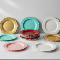 Assiettes jetables en PP durables de 7,5 pouces, ensembles d'assiettes rondes personnalisées de 5 à 10 pouces, vaisselle de service, assiettes à fleurs, vaisselle en gros