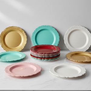 Piatti Monouso Durevoli in PP da 7,5 Pollici, Set di Piatti Rotondi Personalizzati da 5 a 10 Pollici, Stoviglie per Servire, Piatti Decorati con Fiori, Vendita all'Ingrosso - Product Image 4